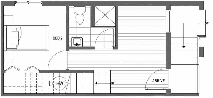 First Floor Plan of Talta Two-Bedroom Townhome with the Nissa Floor Plan