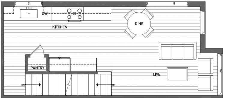 Second Floor Plan of Talta Two-Bedroom Townhome with the Nissa Floor Plan