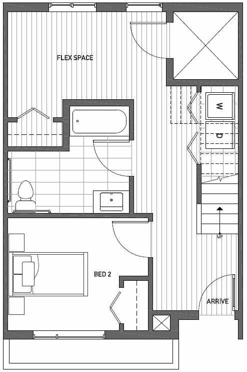 First Floor Plan of Talta Two-Bedroom Townhome with the Britt Floor Plan