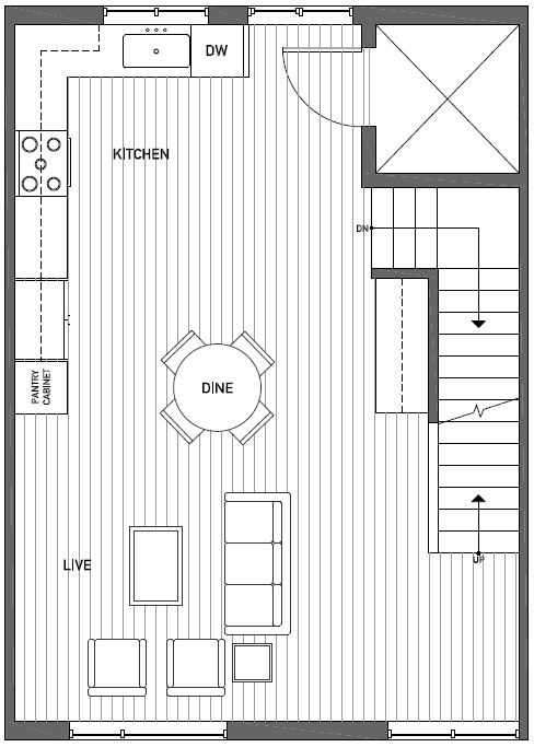 Second Floor Plan of Talta Two-Bedroom Townhome with the Britt Floor Plan