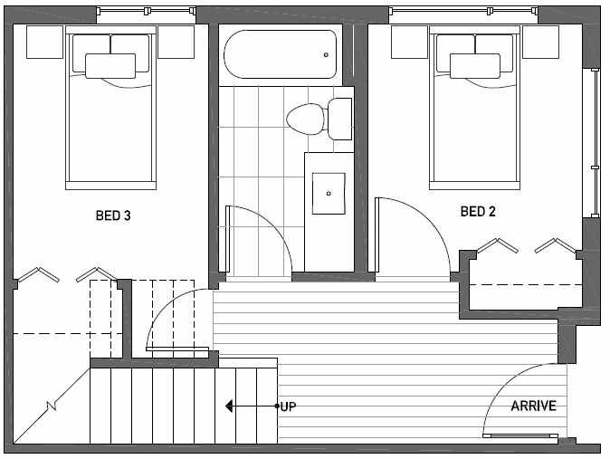 First Floor Plan of Talta Three-Bedroom Townhome with the Runa Floor Plan