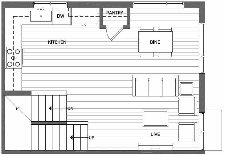 Second Floor Plan of Talta Three-Bedroom Townhome with the Runa Floor Plan