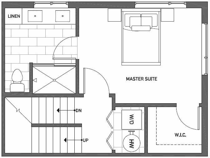 Third Floor Plan of Talta Three-Bedroom Townhome with the Runa Floor Plan