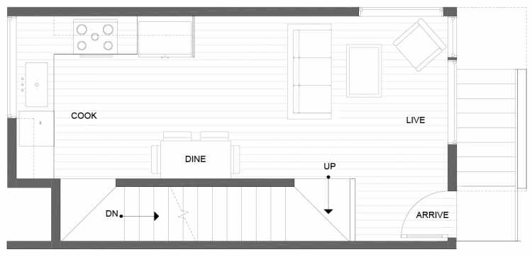 Second Floor Plan of 1271 N 145th St, One of the Tate Townhomes in Haller Lake