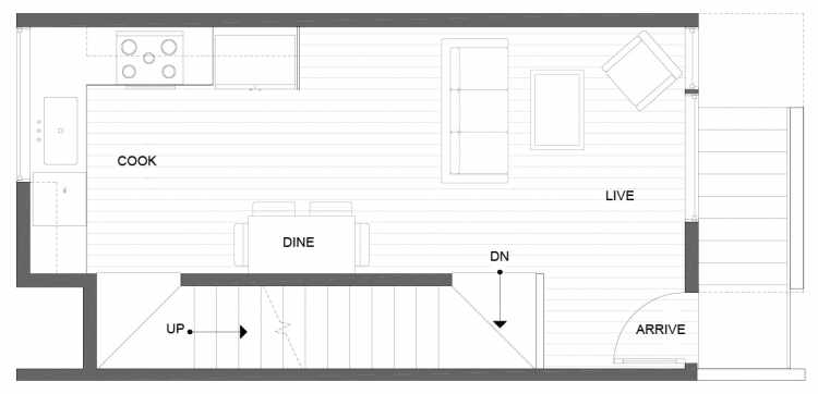 Second Floor Plan of 1273 N 145th St, One of the Tate Townhomes in Haller Lake