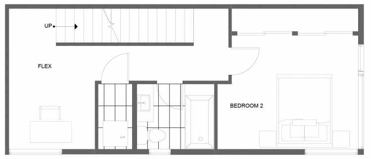 Second Floor Plan of 1281 N 145th St, One of the Tate Townhomes in Haller Lake