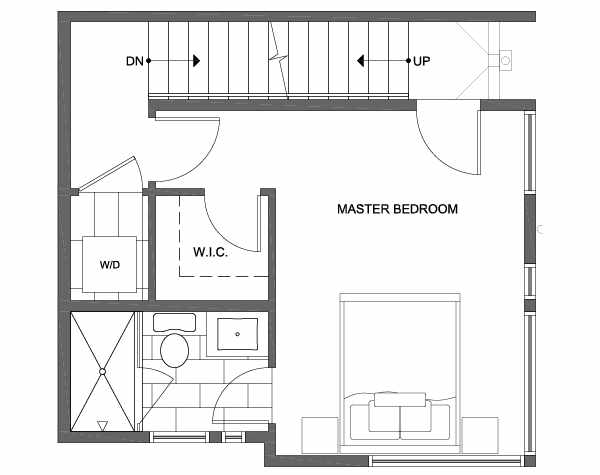 Third Floor Plan of 1701 NW 62nd St of the Kai Townhomes in Ballard