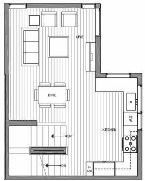 Second Floor Plan of 3062A SW Avalon Way in West Seattle of Isla Townhomes