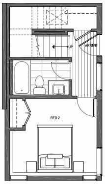 First Floor Plan of 3062B SW Avalon Way in West Seattle of Isla Townhomes