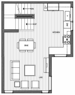 Second Floor Plan of 3062B SW Avalon Way in West Seattle of Isla Townhomes