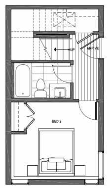 First Floor Plan of 3062D SW Avalon Way in West Seattle of Isla Townhomes