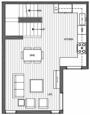 Second Floor Plan of 3062D SW Avalon Way in West Seattle of Isla Townhomes