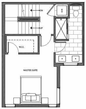 Third Floor Plan of 3062D SW Avalon Way in West Seattle of Isla Townhomes
