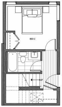 First Floor Plan of 3062C SW Avalon Way in West Seattle of Isla Townhomes