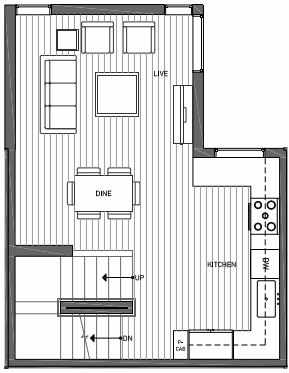 Second Floor Plan of 3062C SW Avalon Way in West Seattle of Isla Townhomes