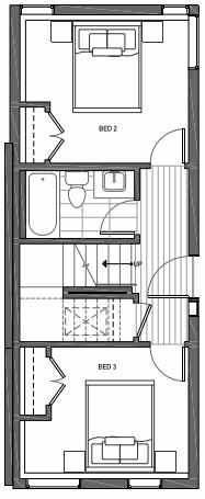First Floor Plan of 3062E SW Avalon Way in West Seattle of Isla Townhomes