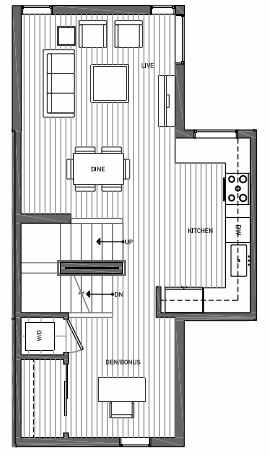 Second Floor Plan of 3062E SW Avalon Way in West Seattle of Isla Townhomes