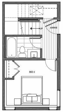 First Floor Plan of 3062G SW Avalon Way in West Seattle of Isla Townhomes