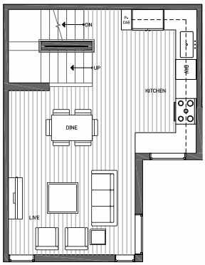 Second Floor Plan of 3062G SW Avalon Way in West Seattle of Isla Townhomes