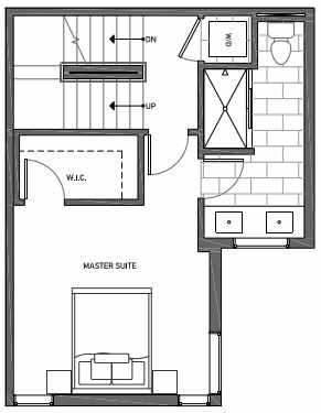 Third Floor Plan of 3062G SW Avalon Way in West Seattle of Isla Townhomes