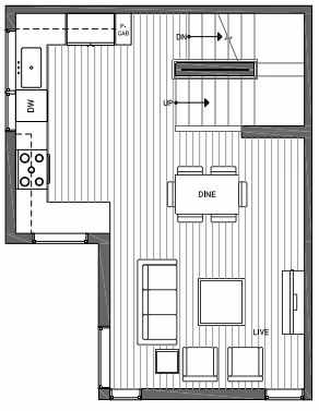 Second Floor Plan of 3062I SW Avalon Way in West Seattle of Isla Townhomes