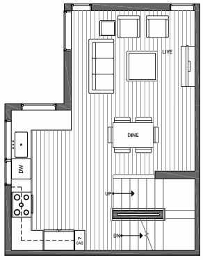Second Floor Plan of 3062H SW Avalon Way in West Seattle of Isla Townhomes