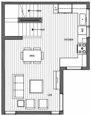 Second Floor Plan of 3070B SW Avalon Way in West Seattle of Isla Townhomes