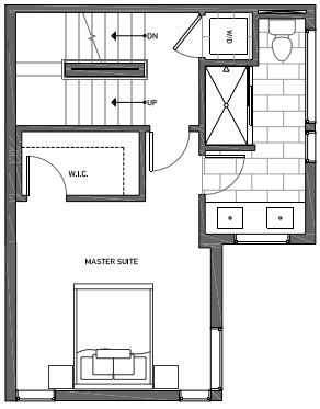 Third Floor Plan of 3070B SW Avalon Way in West Seattle of Isla Townhomes