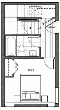 First Floor Plan of 3070D SW Avalon Way in West Seattle of Isla Townhomes