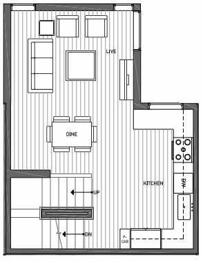 Second Floor Plan of 3070C SW Avalon Way in West Seattle of Isla Townhomes