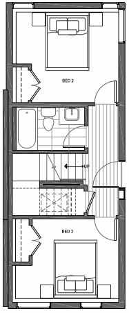 First Floor Plan of 3070E SW Avalon Way in West Seattle of Isla Townhomes