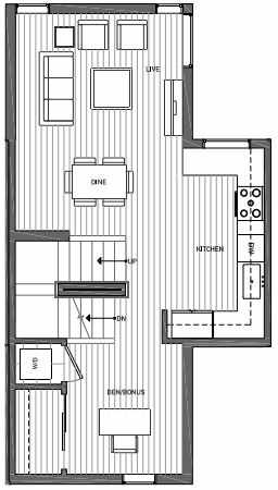 Second Floor Plan of 3070E SW Avalon Way in West Seattle of Isla Townhomes