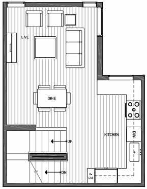 Second Floor Plan of 3070F SW Avalon Way in West Seattle of Isla Townhomes