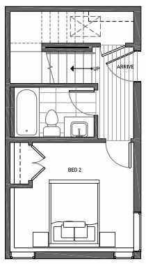 First Floor Plan of 3070G SW Avalon Way in West Seattle of Isla Townhomes