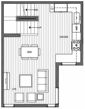 Second Floor Plan of 3070G SW Avalon Way in West Seattle of Isla Townhomes
