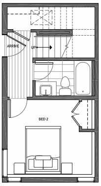 First Floor Plan of 3070I SW Avalon Way in West Seattle of Isla Townhomes