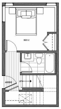 First Floor Plan of 3070H SW Avalon Way in West Seattle of Isla Townhomes