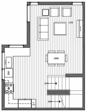 Second Floor Plan of 3070H SW Avalon Way in West Seattle of Isla Townhomes