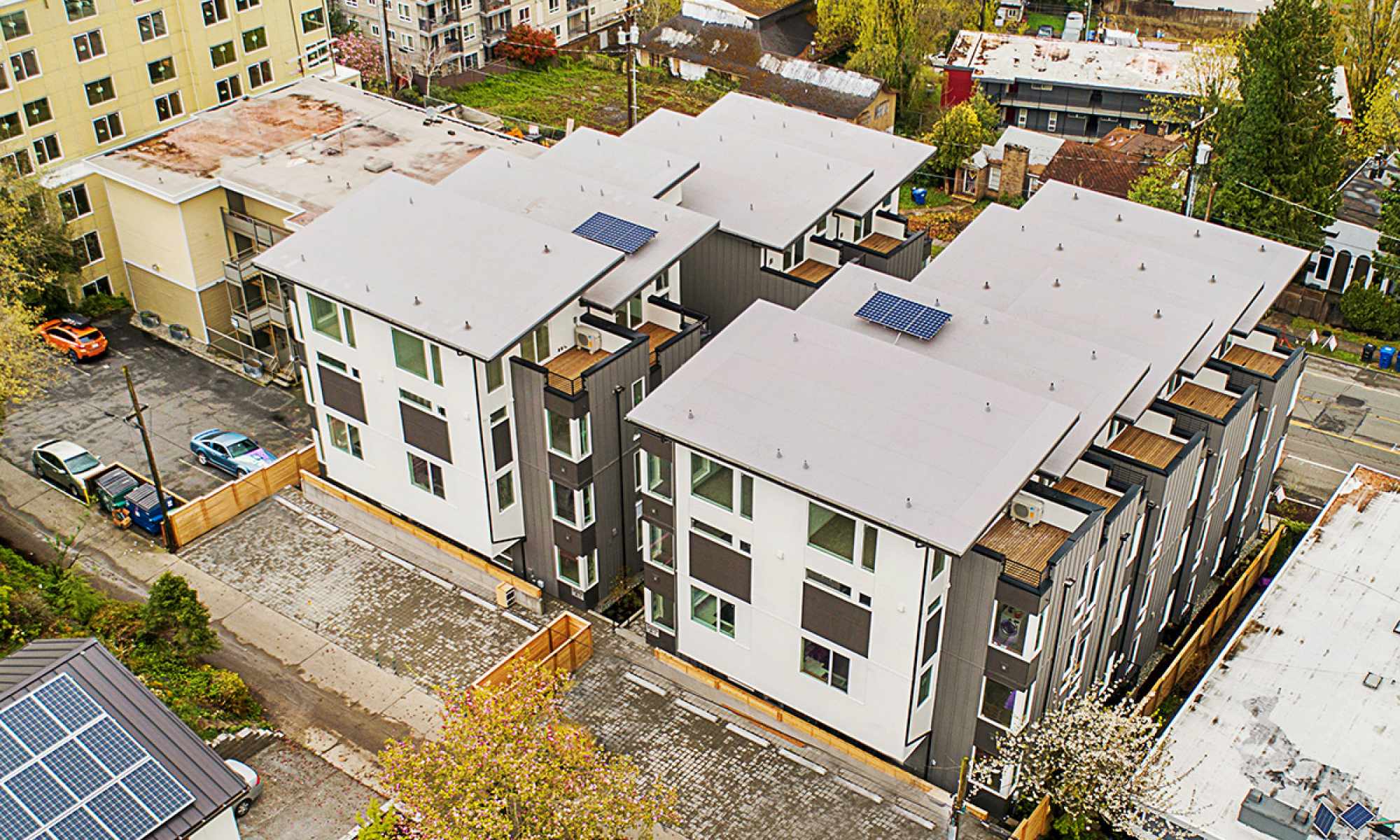 Aerial View of the Isla Townhomes from the Back