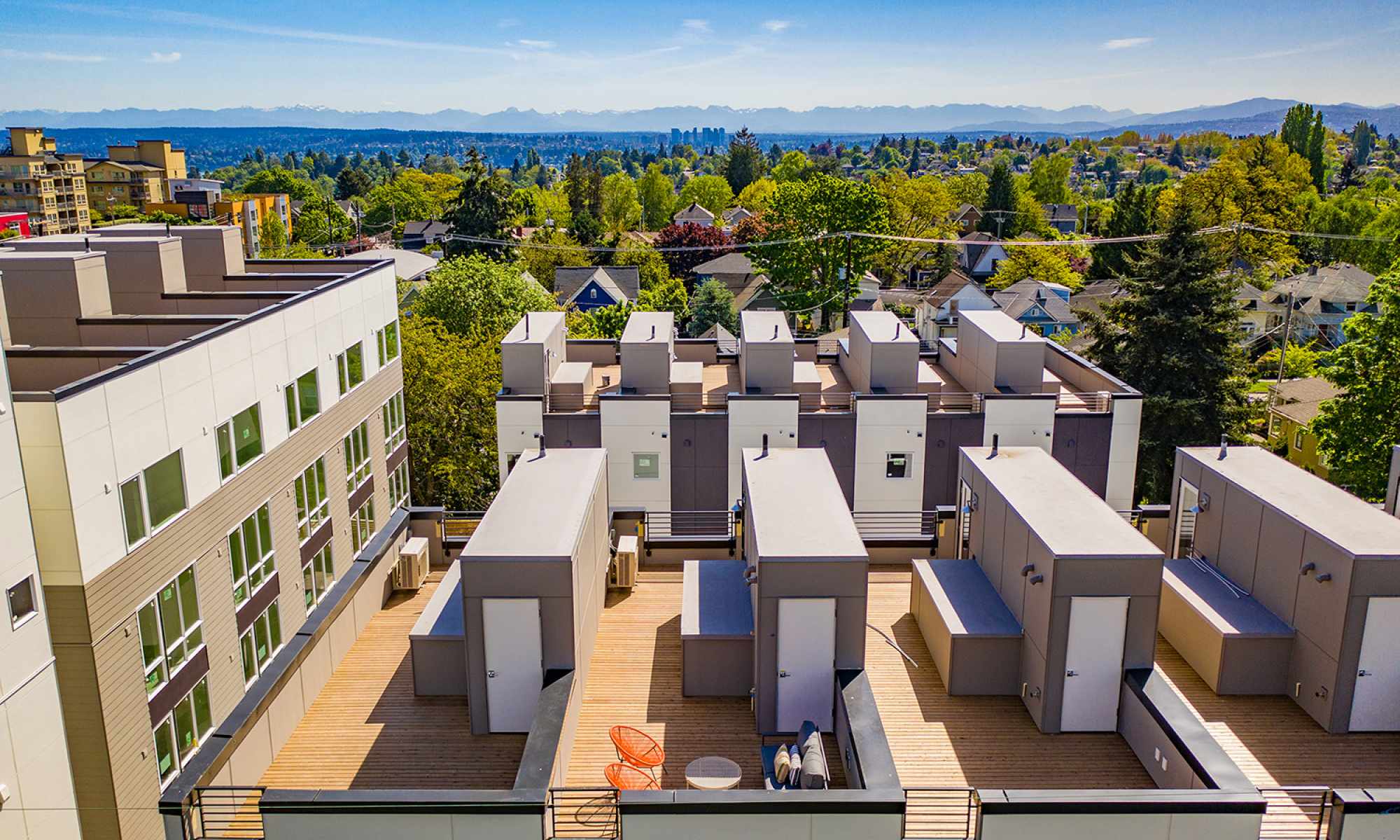 Aerial View of the Rooftop Decks at the Avani Townhomes in Capitol Hill