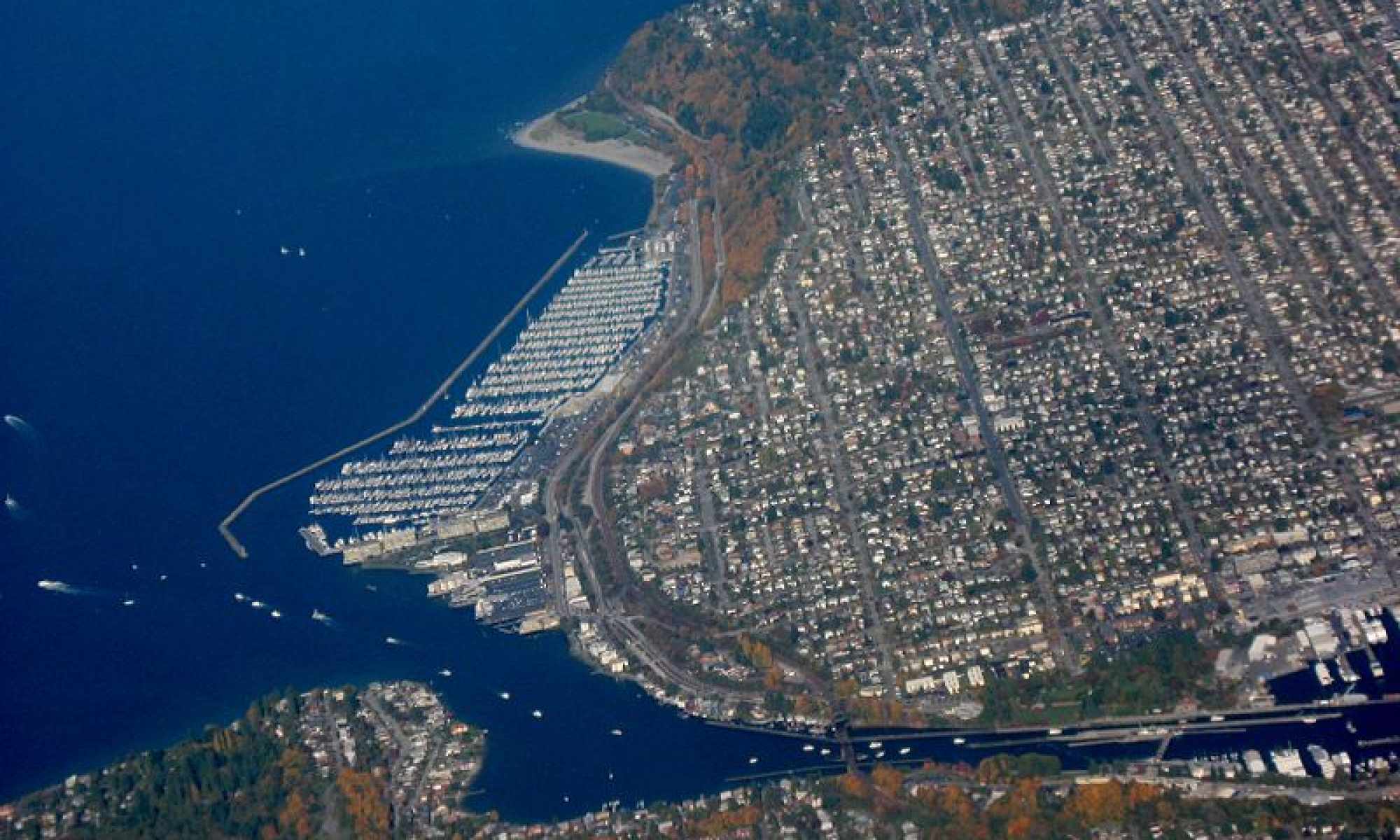 Aerial view of the Ballard area of Seattle