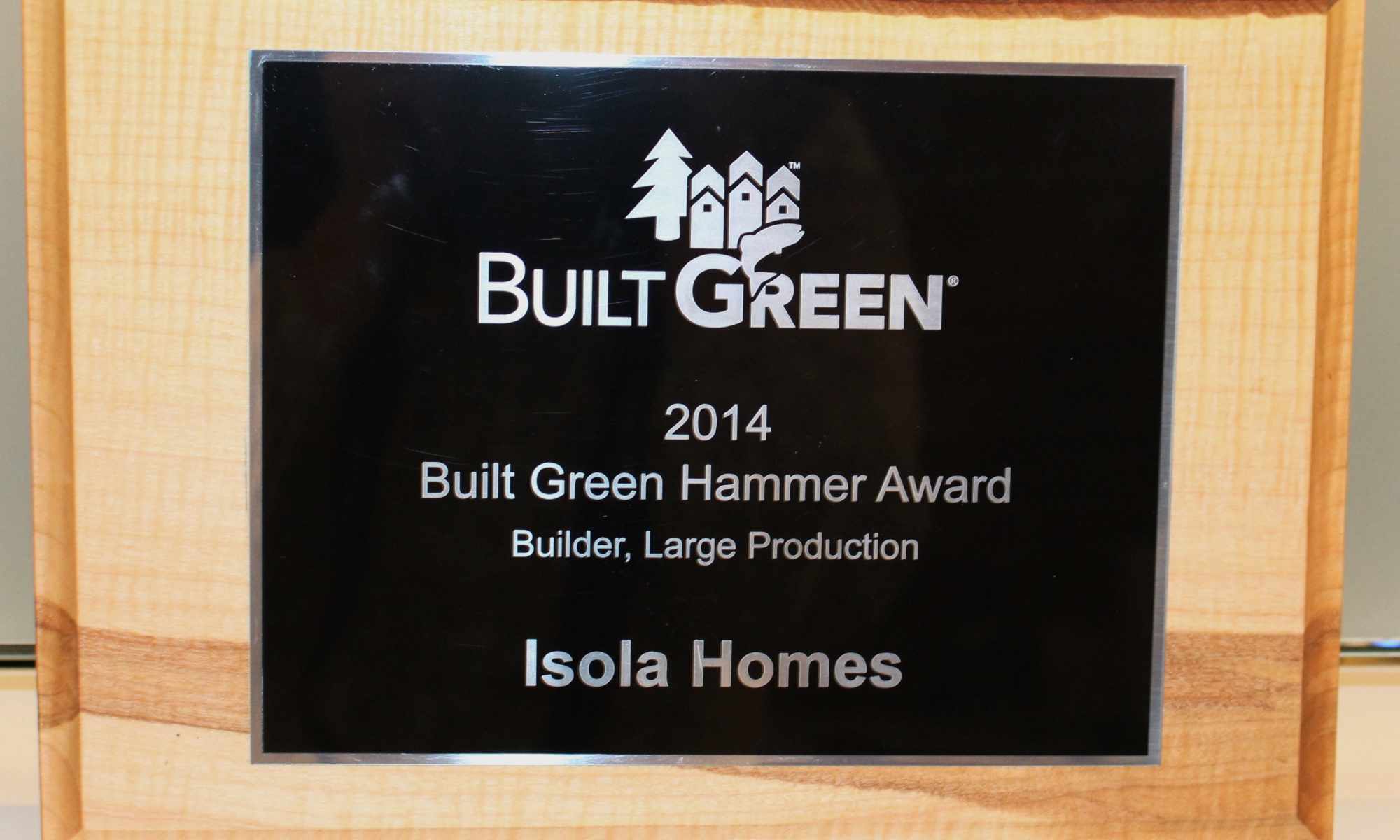 Isola Homes wins Built Green Hammer Award
