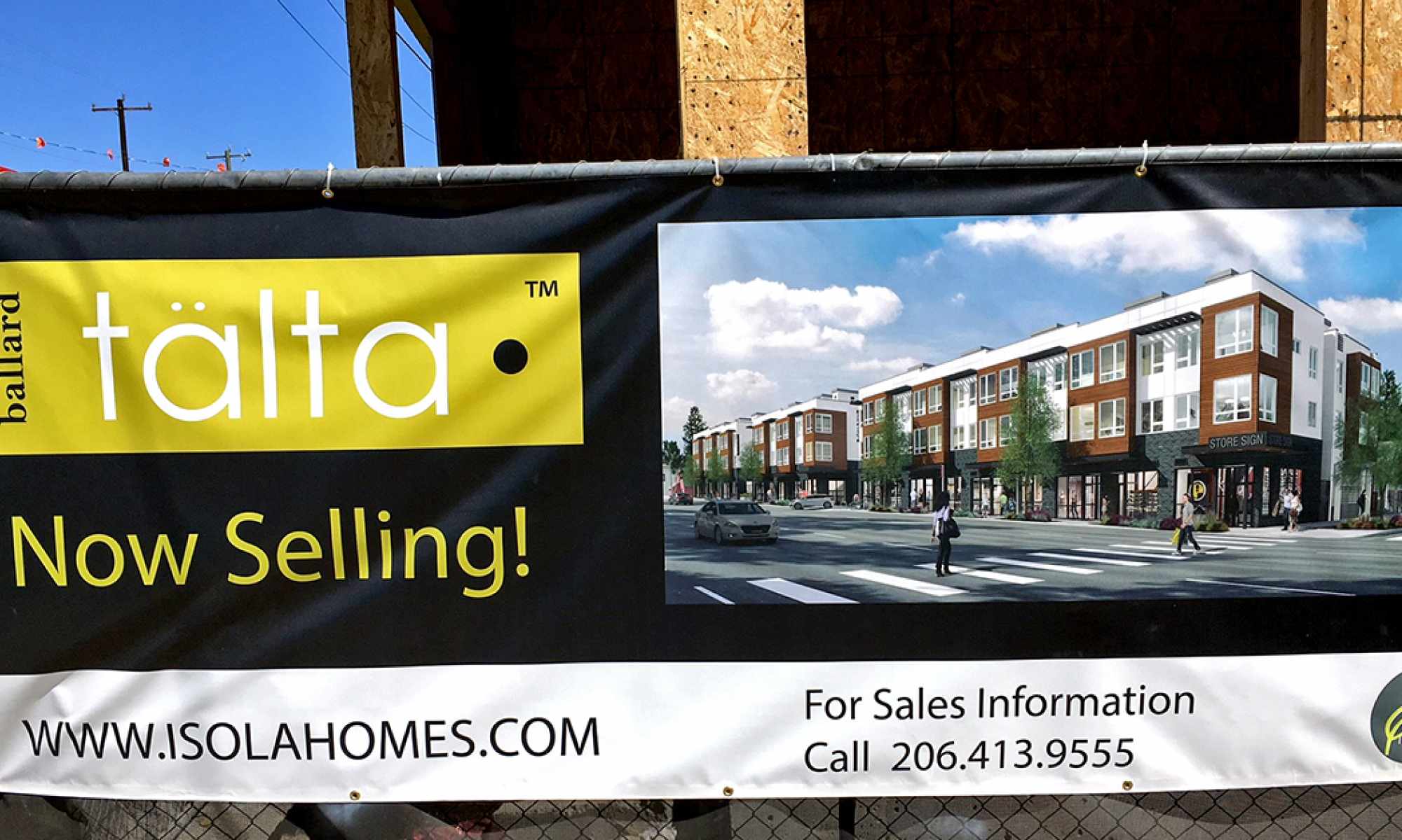 Sign Advertising Preselling at Talta Townhomes in Seattle, WA