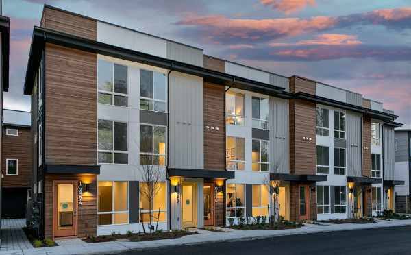 Exterior of the Jasmine Townhomes in the Flora Collection in the Greenwood Neighborhood of Seattle