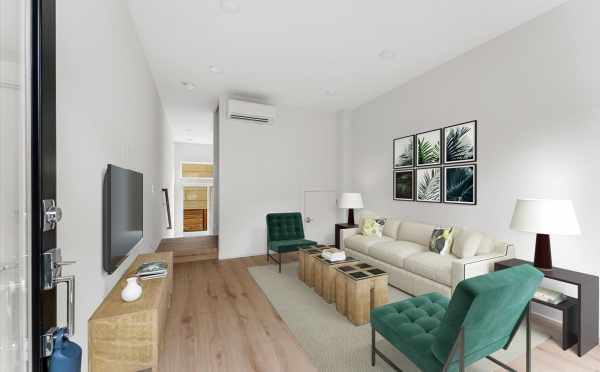 Entryway and Living Room at 3015C 30th Ave West, One of the Lochlan Townhomes in Magnolia by Isola Homes