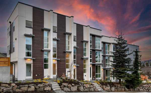 View of the Walden Townhomes in Magnolia at Dusk