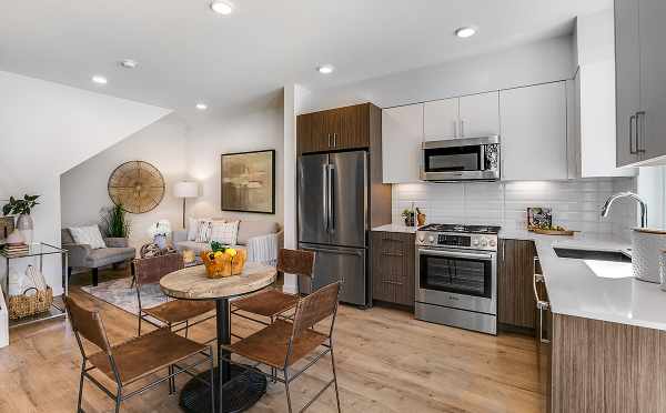 Kitchen, Dining Area, and Living Room at 422F 10th Ave E, One of the Core 6.1 Townhomes