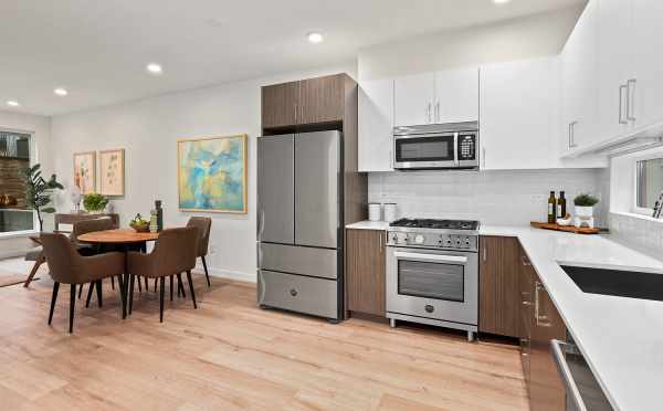 Kitchen and Dining Room at 3238A 14th Ave W, One of the Harloe Townhomes