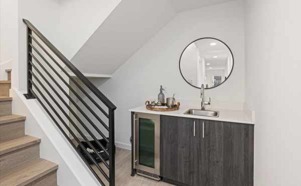 Wet Bar on the First Floor of 806A N 46th St., One of the Nino 15 East Townhomes by Isola Homes