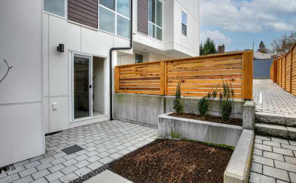 Patio off the First-Floor Bedroom at 2308 W Emerson, One of the Walden Townhomes by Isola Homes